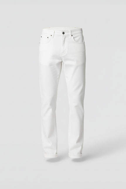 Pantalon Blanc Coton Slim Droit Homme Décontracté - Jean - vue 3