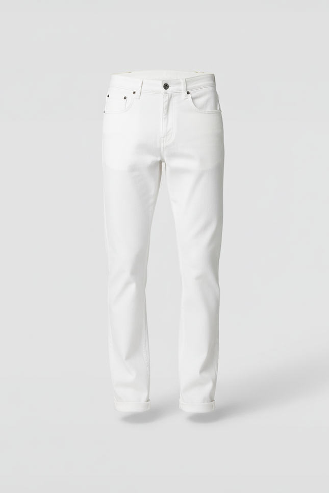 Pantalon Blanc Coton Slim Droit Homme Décontracté - Jean - vue 3