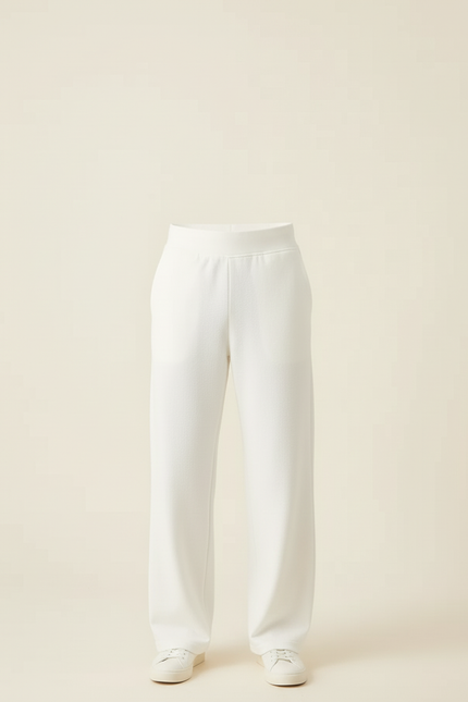 Pantalon Blanc Ample Droit Décontracté Confortable - Molleton - vue 3