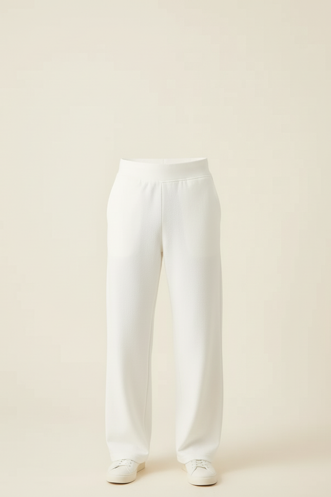 Pantalon Blanc Ample Droit Décontracté Confortable - Molleton - vue 3