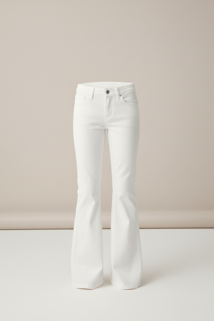 Pantalon Blanc Évasé Denim Taille Haute Fille - Jean - vue 3