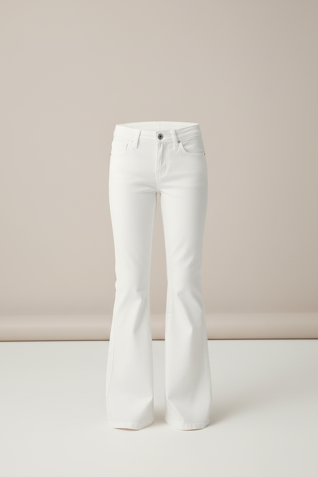 Pantalon Blanc Évasé Denim Taille Haute Fille - Jean - vue 3