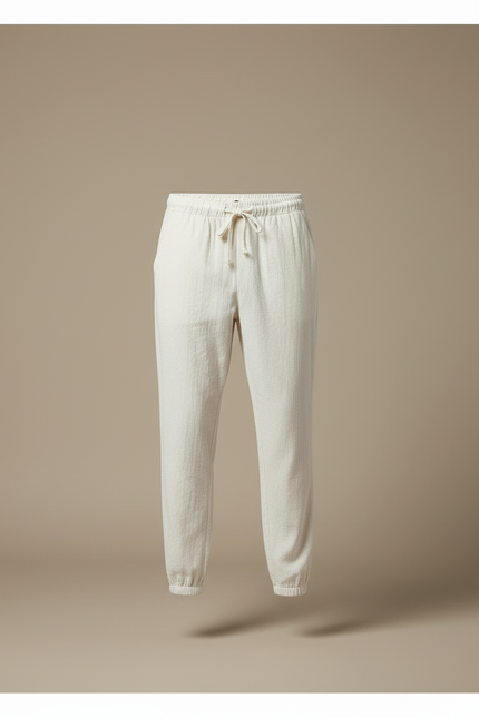 Pantalon Blanc Lin Harem Jogger Décontracté - vue 3