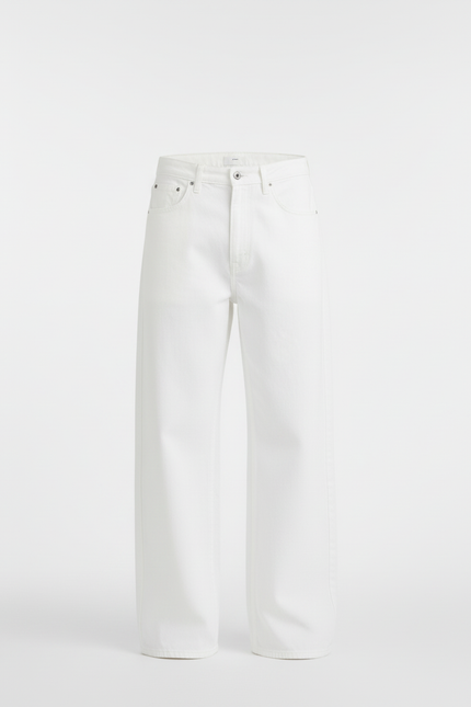 Pantalon Blanc Large Denim Unisexe Décontracté - Jean - vue 3