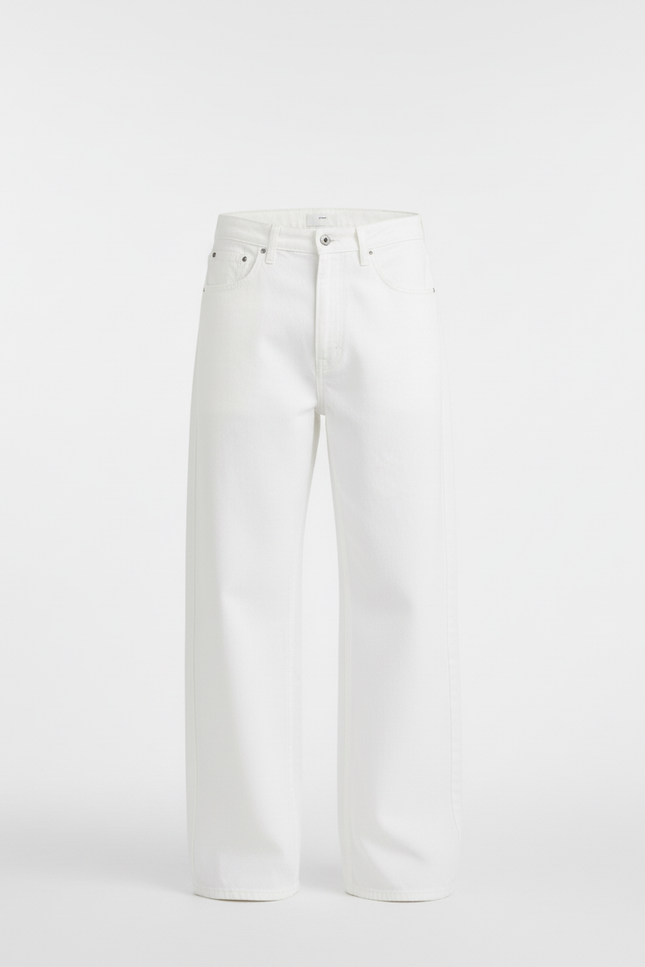 Pantalon Blanc Large Denim Unisexe Décontracté - Jean - vue 3