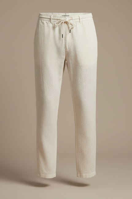 Pantalon Blanc Homme Lin Coton - Beige - vue 3