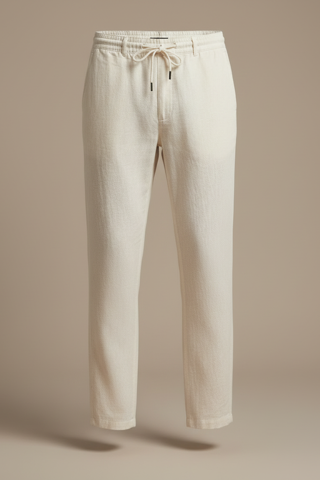 Pantalon Blanc Homme Lin Coton - Beige - vue 3