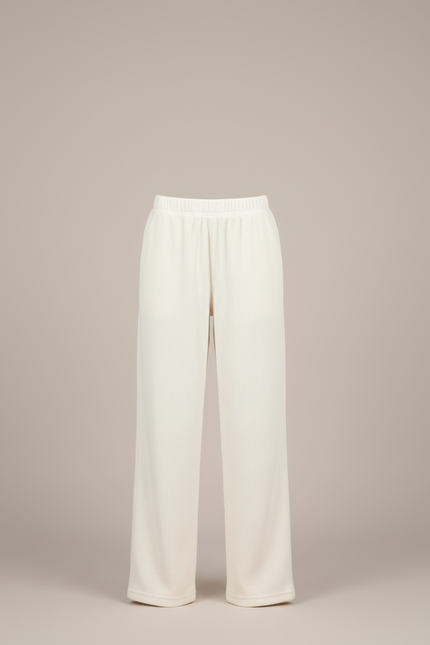 Pantalon Blanc Côtelé Ample Décontracté Enfant Doux - Beige Cordé - vue 3