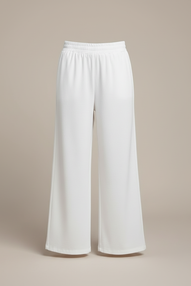 Pantalon Blanc Ample Fluide Confortable Fille Décontracté - Molleton - vue 3