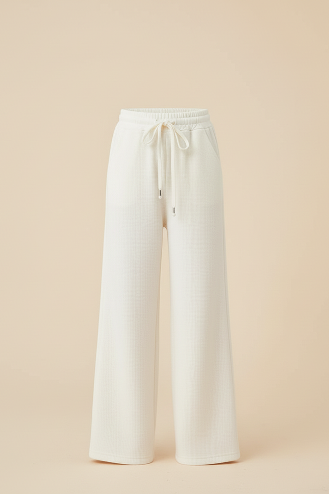Pantalon Blanc Large Molletonné Confortable Décontracté Fille - vue 3
