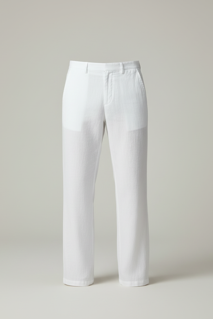 Pantalon Blanc Homme Lin Ample Décontracté Léger - vue 3