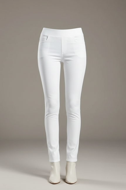 Pantalon Blanc Femme Slim Élégant Stretch - Polyester - vue 3