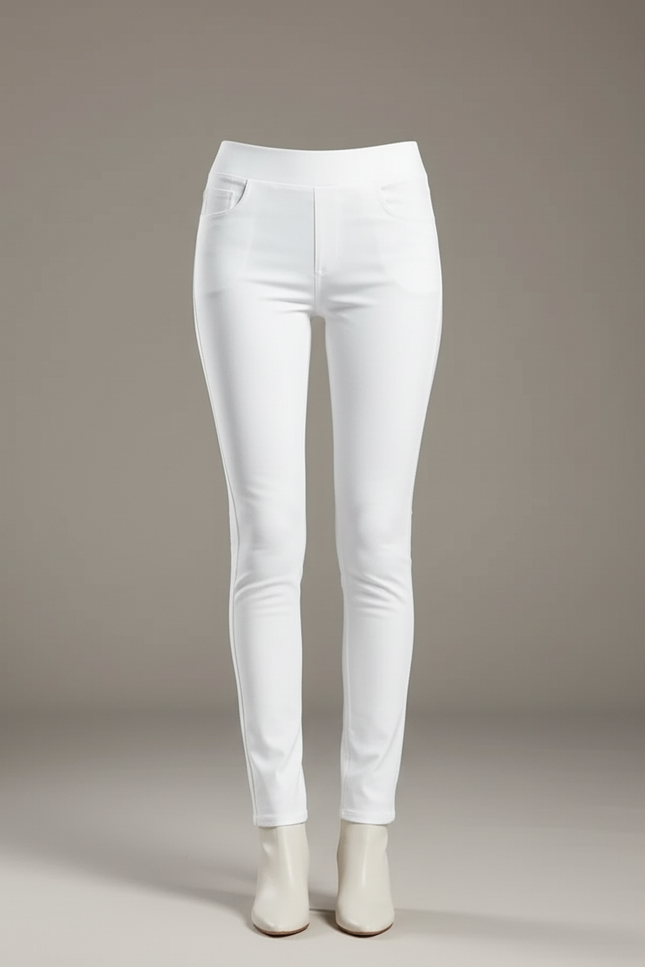 Pantalon Blanc Femme Slim Élégant Stretch - Polyester - vue 3