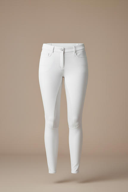 Pantalon Blanc Équestre Femme Slim Stretch Silicone - Polyester - vue 3
