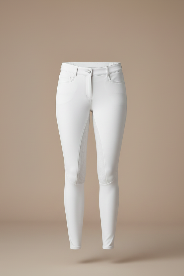 Pantalon Blanc Équestre Femme Slim Stretch Silicone - Polyester - vue 3