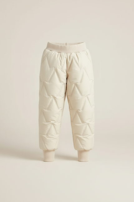Pantalon Blanc Matelassé Hiver Enfant Rembourré Chaud - Beige Polyester - vue 3