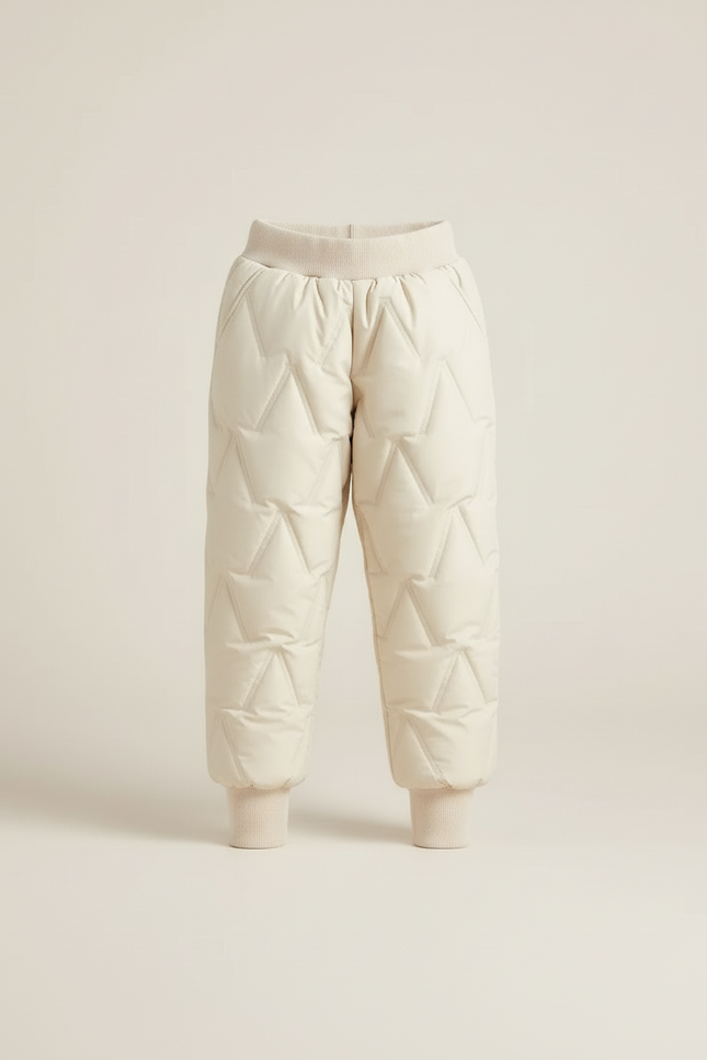 Pantalon Blanc Matelassé Hiver Enfant Rembourré Chaud - Beige Polyester - vue 3