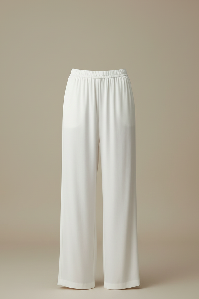 Pantalon Blanc Fluide Ample Taille Haute Élégant - Viscose - vue 3