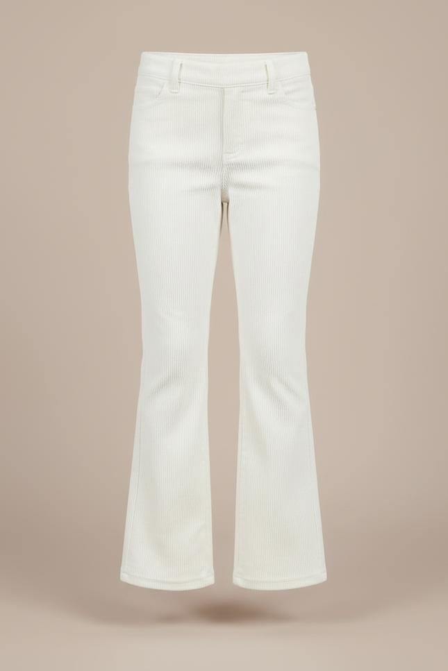 Pantalon Blanc Côtelé Évasé Enfant Décontracté - Cordé - vue 3