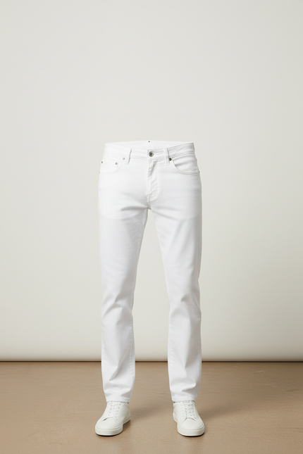 Pantalon Blanc Homme Droit Décontracté Coton - vue 3
