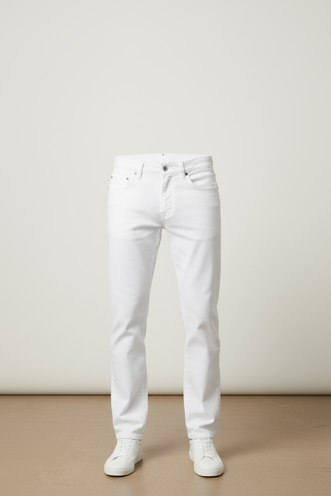 Pantalon Blanc Homme Droit Décontracté Coton - vue 3