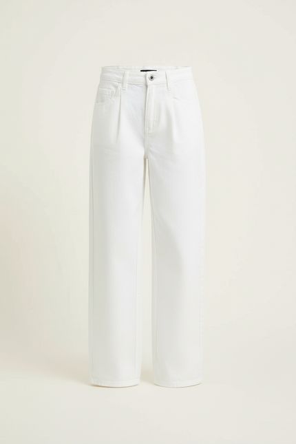 Pantalon Blanc Jean Ample Taille Haute Fille - vue 3