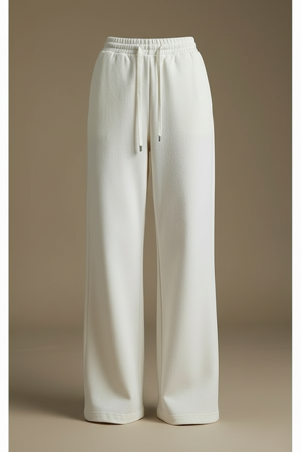 Pantalon Blanc Ample Molletonné Cordon Décontracté - vue 3