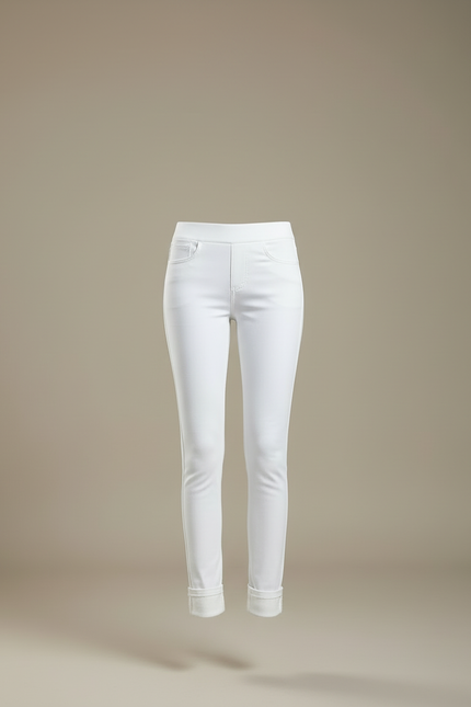 Pantalon Blanc Slim Taille Haute Hiver Chaud - Molleton - vue 3