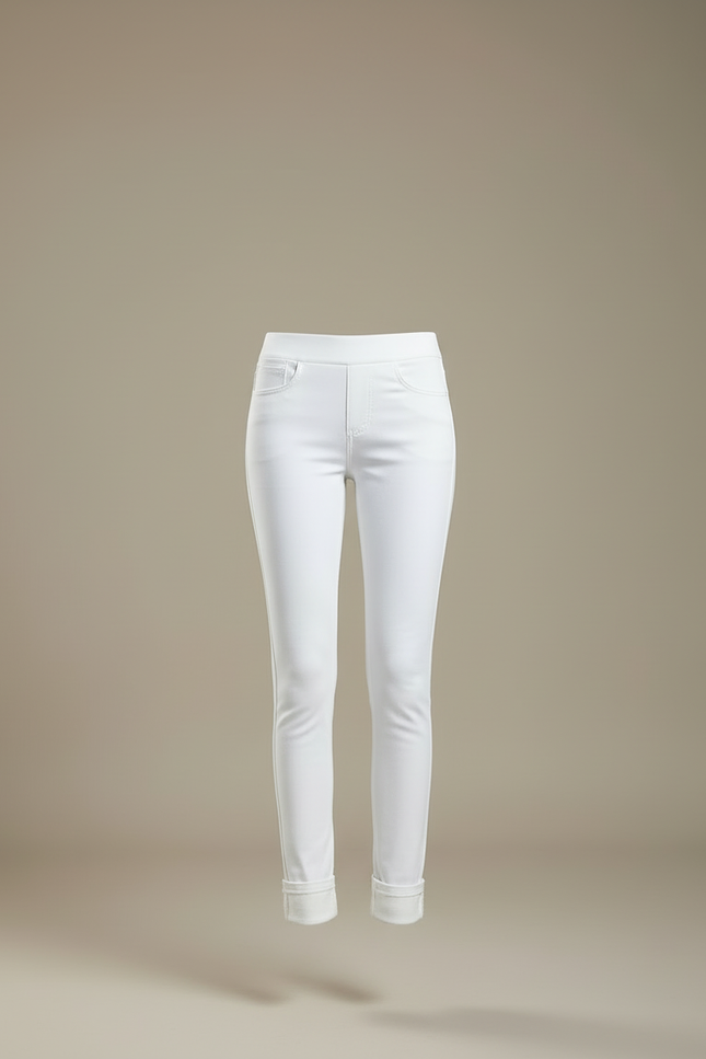 Pantalon Blanc Slim Taille Haute Hiver Chaud - Molleton - vue 3