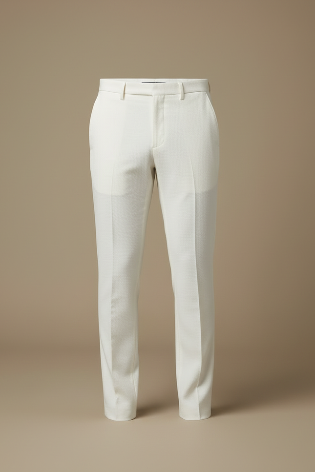 Pantalon Blanc Slim Cérémonie Élégant Homme - Polyester - vue 3