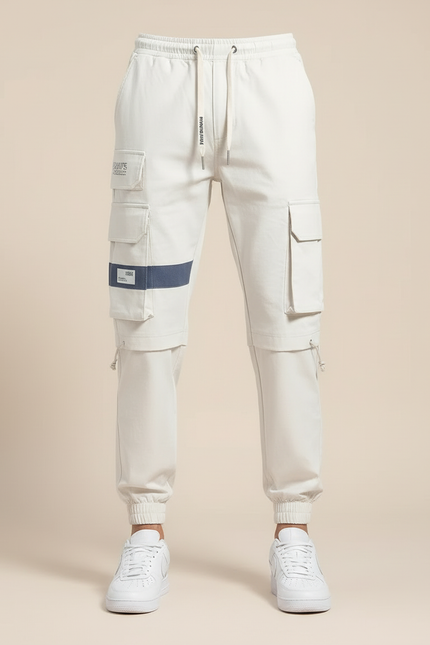 Pantalon Blanc Cargo Ample Multi-Poches Homme - Toile - vue 3