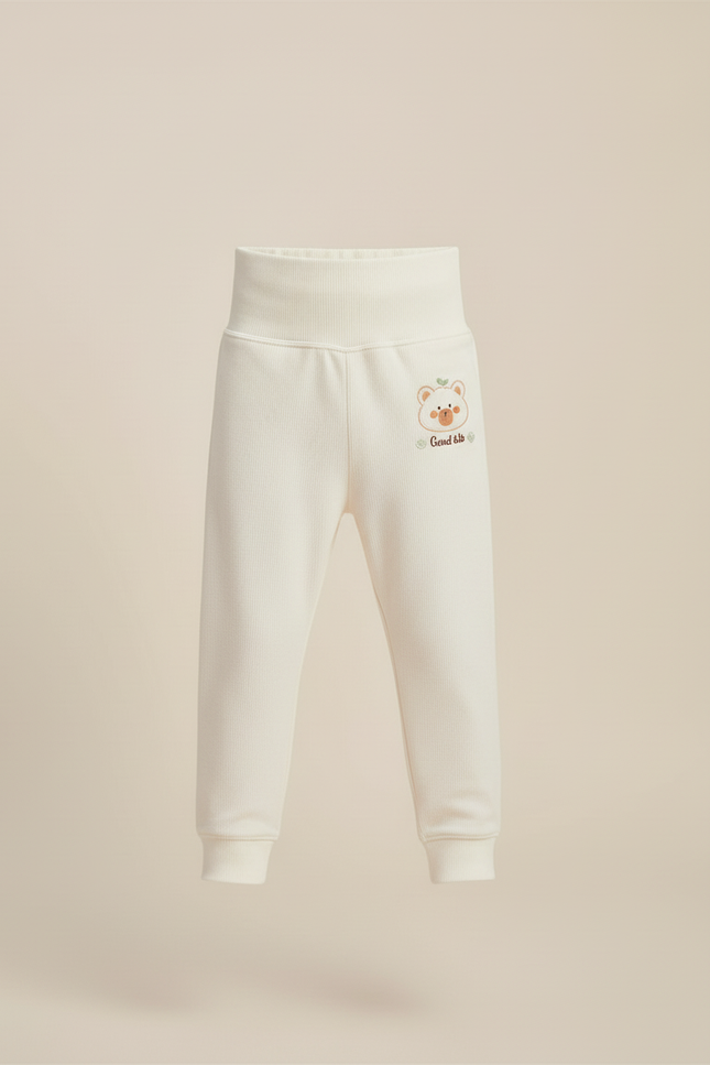 Pantalon Blanc Côtelé Ours Confortable Enfant - Maille - vue 3
