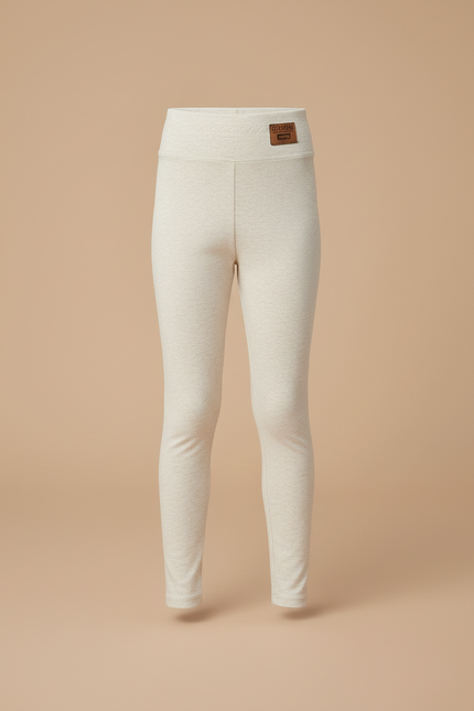 Pantalon Blanc Fille Coton Doux Stretch Confortable - Beige - vue 3