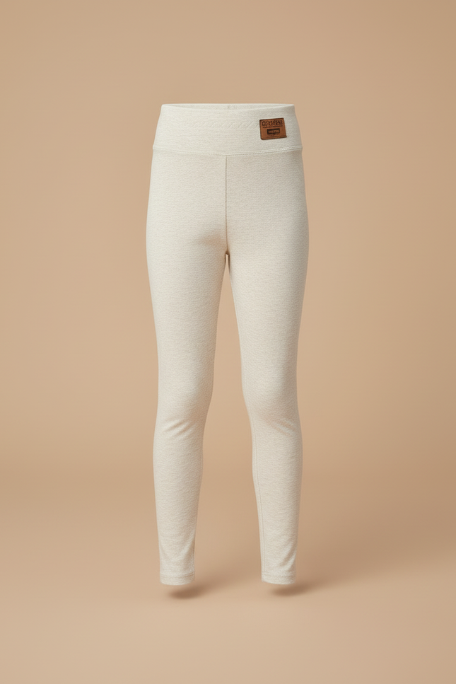 Pantalon Blanc Fille Coton Doux Stretch Confortable - Beige - vue 3