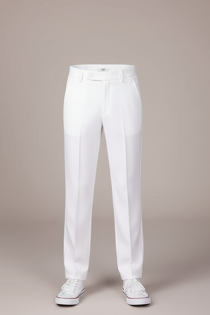 Pantalon Blanc Droit Élégant Cérémonie Garçon Ajusté - Gabardine - vue 3