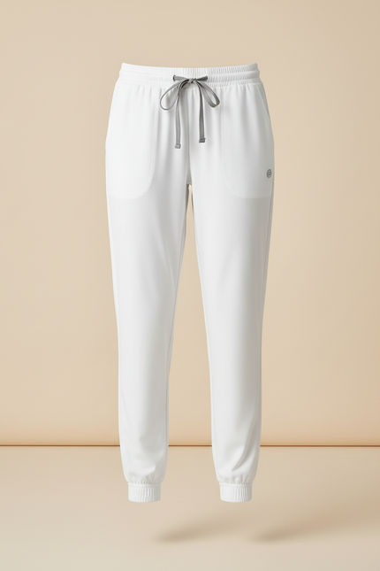 Pantalon Blanc Jogger Cordon Élastique Confortable Femme - Polyester - vue 3