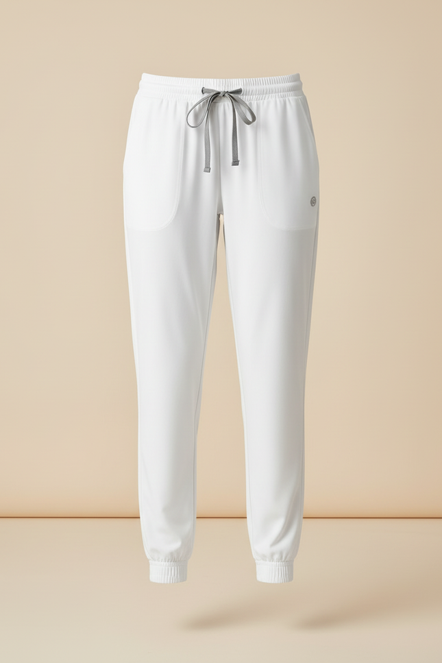 Pantalon Blanc Jogger Cordon Élastique Confortable Femme - Polyester - vue 3