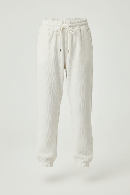 Pantalon Blanc Côtelé Ample Confortable Fille - Cordé - vue 3