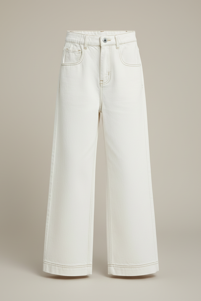 Pantalon Blanc Large Décontracté Fille Denim - Jean - vue 3