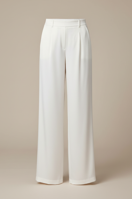 Pantalon Blanc Fluide Satiné Ample Élégant - vue 3