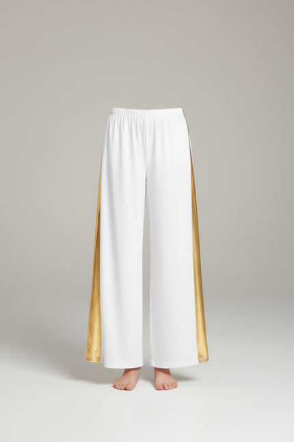 Pantalon Blanc Large Doré Brillant Fille Danse - Polyester - vue 3