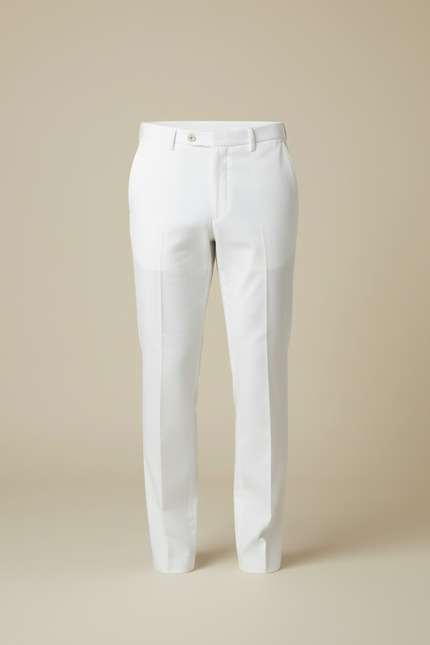 Pantalon Blanc Droit Habillé Élégant Coton Homme - vue 3