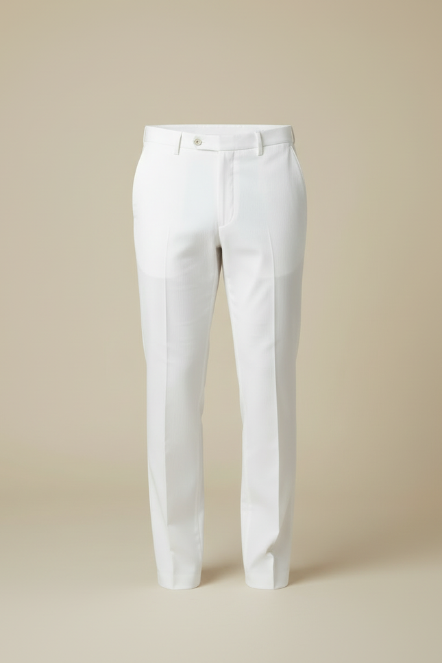 Pantalon Blanc Droit Habillé Élégant Coton Homme - vue 3