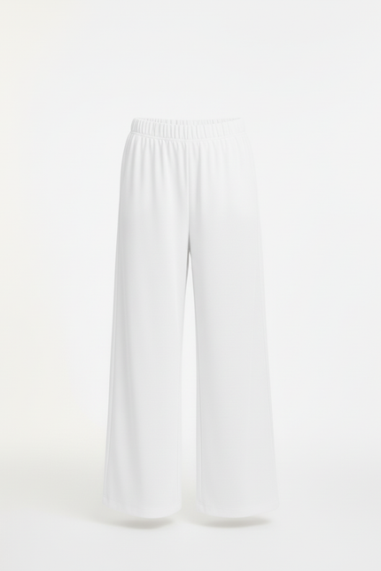 Pantalon Blanc Fluide Ample Fille Décontracté - Viscose - vue 3