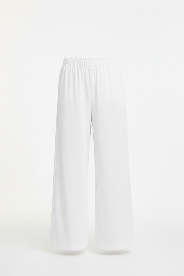 Pantalon Blanc Fluide Ample Fille Décontracté - Viscose - vue 3