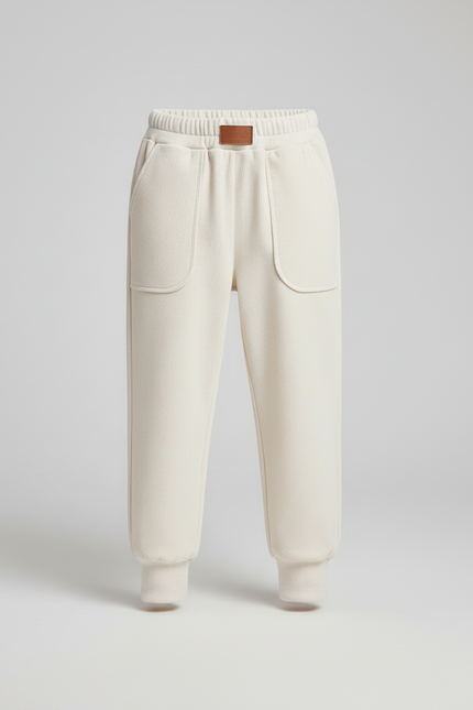 Pantalon Blanc Poche Devant - Beige Cordé - vue 3