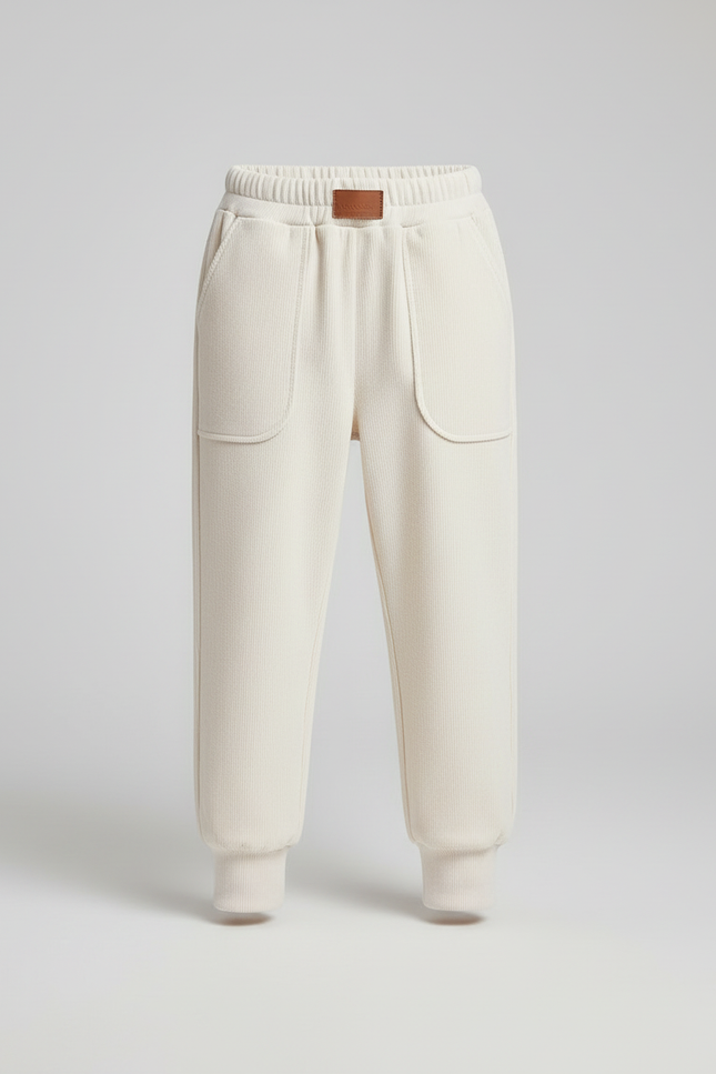 Pantalon Blanc Poche Devant - Beige Cordé - vue 3