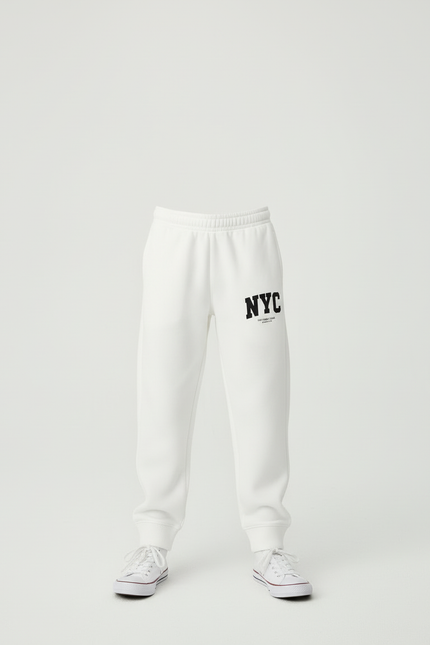 Pantalon Blanc Jogging Molletonné Imprimé NYC Garçon - vue 3