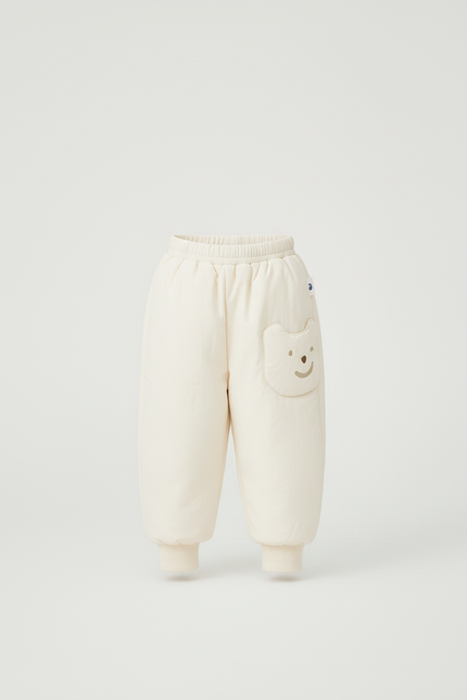 Pantalon Blanc Matelassé Ample Enfant Décontracté Hiver Mignon - Beige Polyester - vue 3