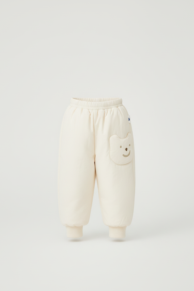 Pantalon Blanc Matelassé Ample Enfant Décontracté Hiver Mignon - Beige Polyester - vue 3